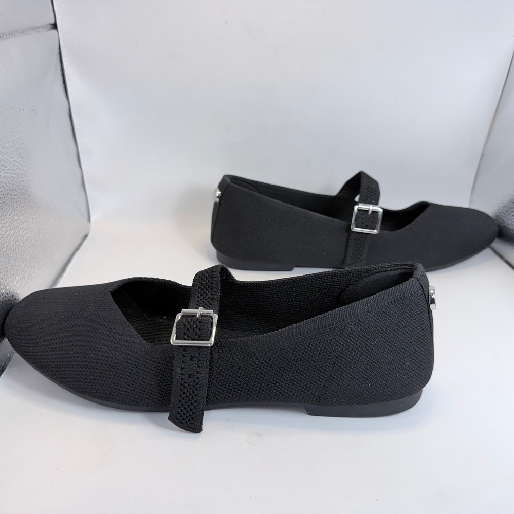 Steve Madden Richmond Black Knit Mary Jane Flats Square Toe Size 7.5 RCHM01S1